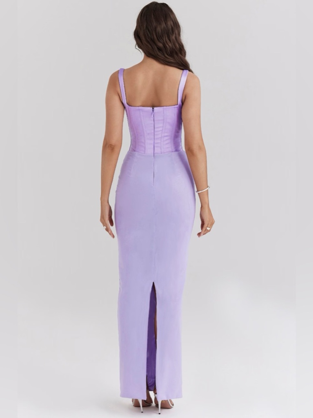 House of CB NWOT Lilac Lavender Breeze Orchid Satin Corset Maxi Dress (Small) - Picture 5 of 6